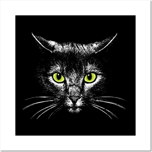 White angel cat face green eyes Wall Art by meownarchy